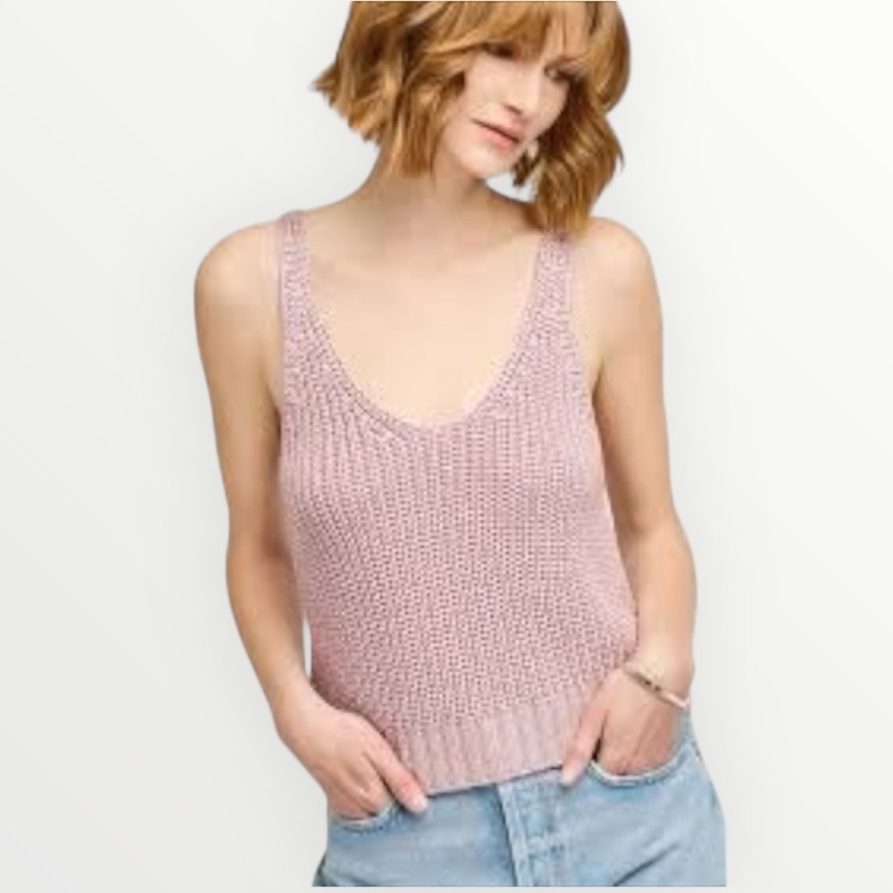 Knit Tank Top Sweater Sleeveless Jumper Pastel Purple All Season Knit Size Large